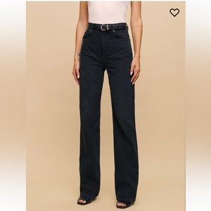 Reformation Wilder High Rise wide leg jeans- dark gray/black size 25
